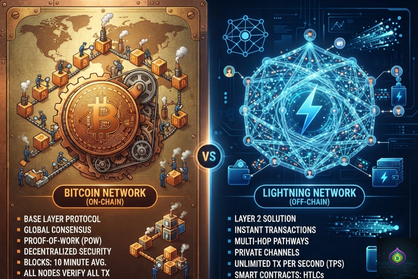 Difference Between the Bitcoin Network and Lightning Network
